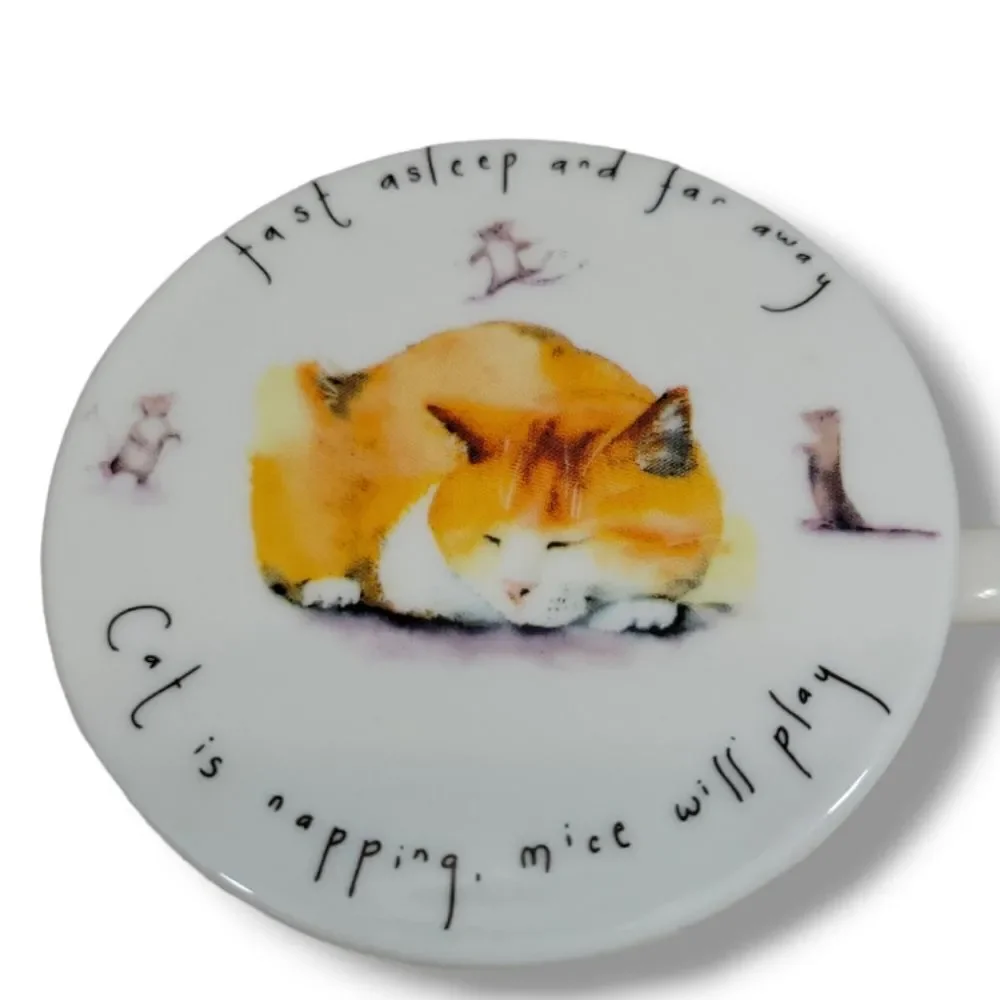 Vintage Mug Kent Pottery Mug Coffee Mug Tea Cup Cat Is Napping, Mice Will Play